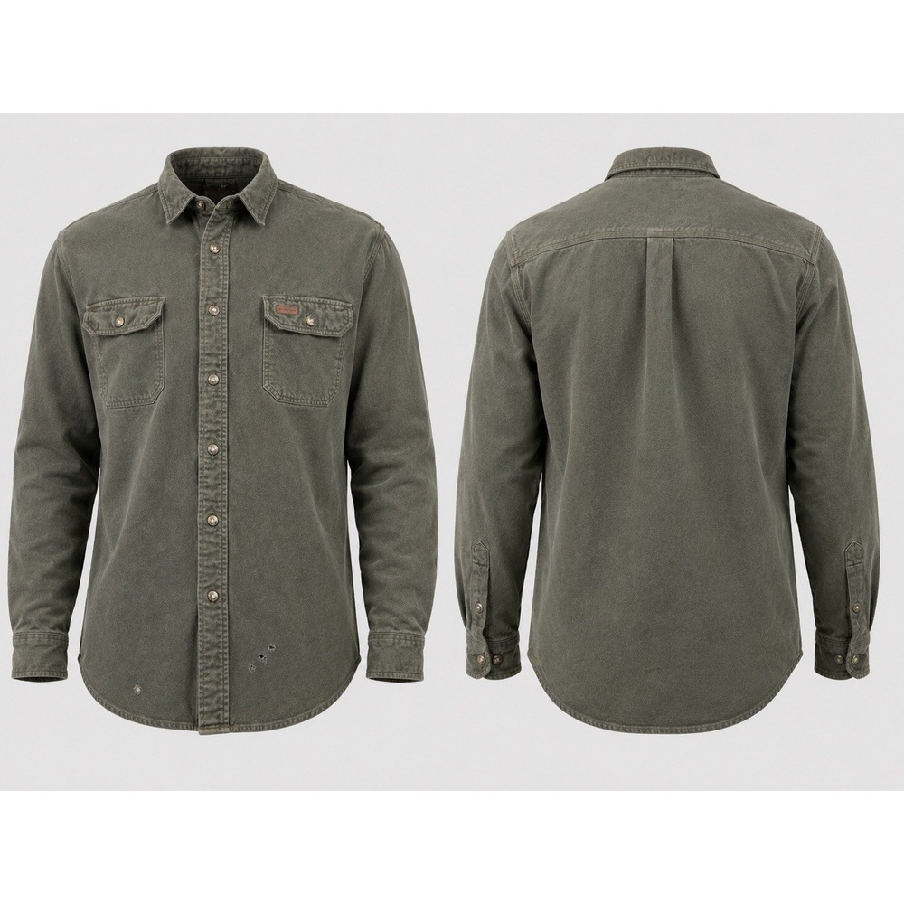 Carhartt Shirt Men's XL Rugged Wear Flex Outdoor Thick Flannel KHAKI GREEN